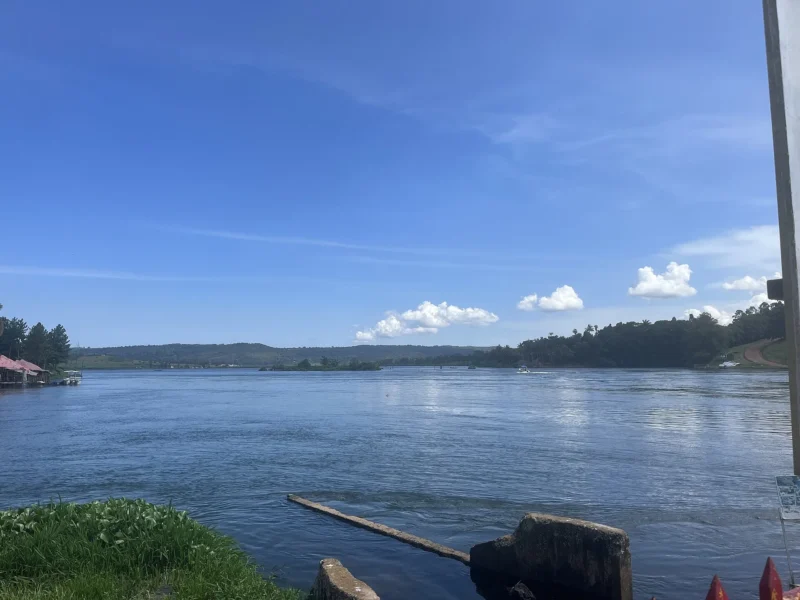 The Nile flowing out of Lake Victoria at the Source of the Nile in Jinja