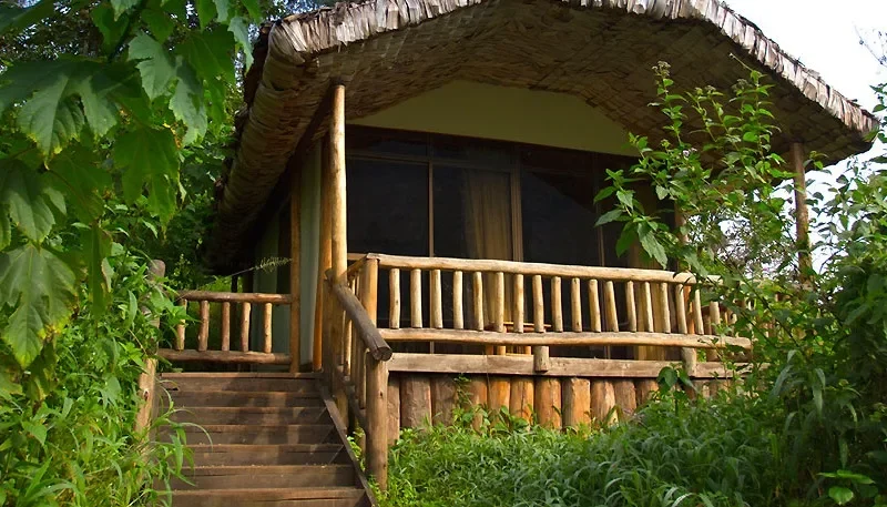 Thatched cottage at Engagi Lodge, Ruhija, Bwindi