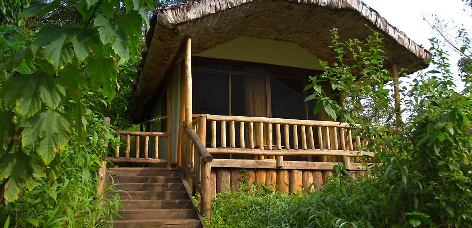Thatched cottage at Engagi Lodge, Ruhija, Bwindi