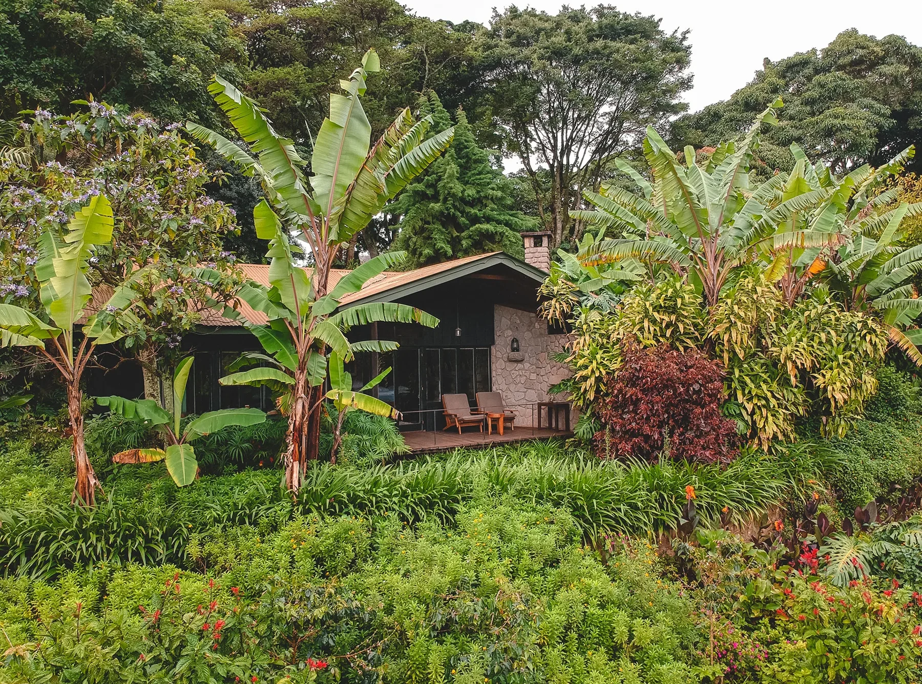 Guest cottage in the tropical garden at Gibb's Farm, Karatu