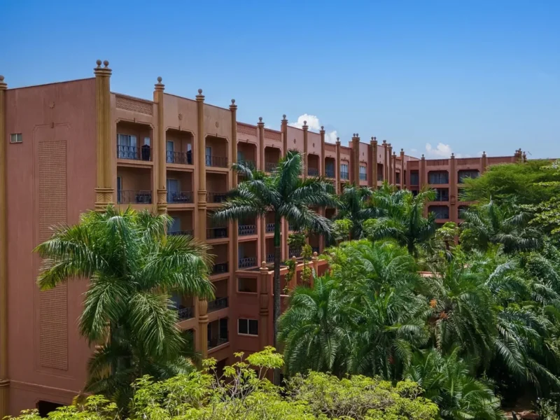 Kampala Serena Hotel building and gardens
