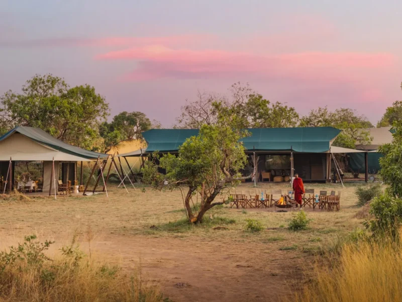 Tents of Lemala Mara & Ndutu Tented Camp at dusk