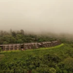 Aerial view of Ngorongoro Serena Safari Lodge on the crater rim