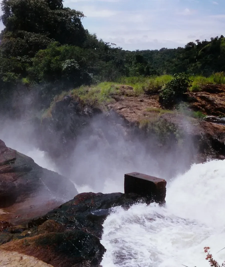 The Nile forcing through the gorge at the top of Murchison Falls